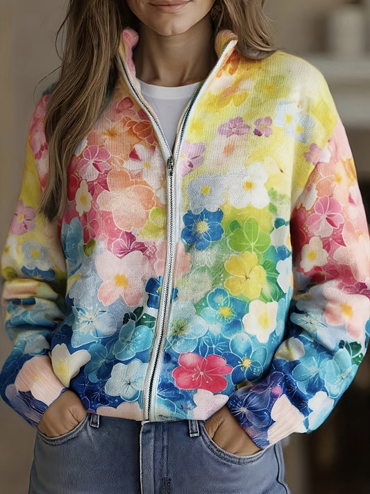 Ursula | Cardigan Donna con Fiori ad Acquerello