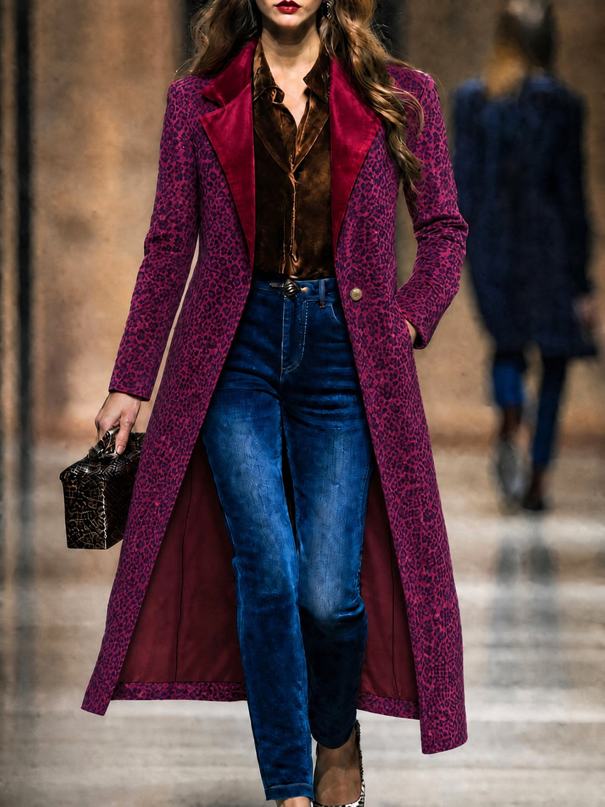 Lavinia | Cappotto Lungo Donna Testurizzato Prugna