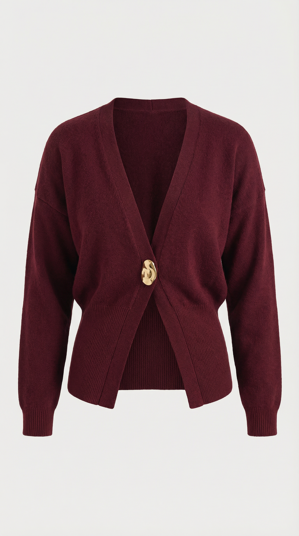 Cardigan Donna Scollo a V Profondo con Bottone Dorato