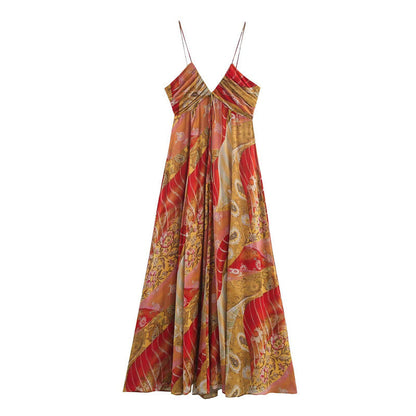 Abito Lungo Donna Slip Dress con Scollo a V
