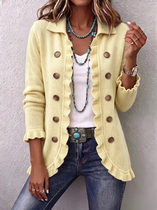 Liliana | Giacca Donna in Maglia Crema con Volant
