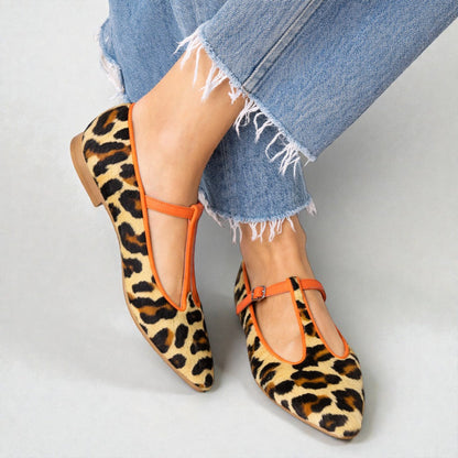 Ballerine Donna con Cinturino Stampa Leopardata