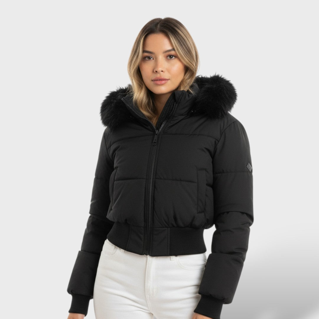 Giacca Corta Donna Trapuntata con Cappuccio Staccabile