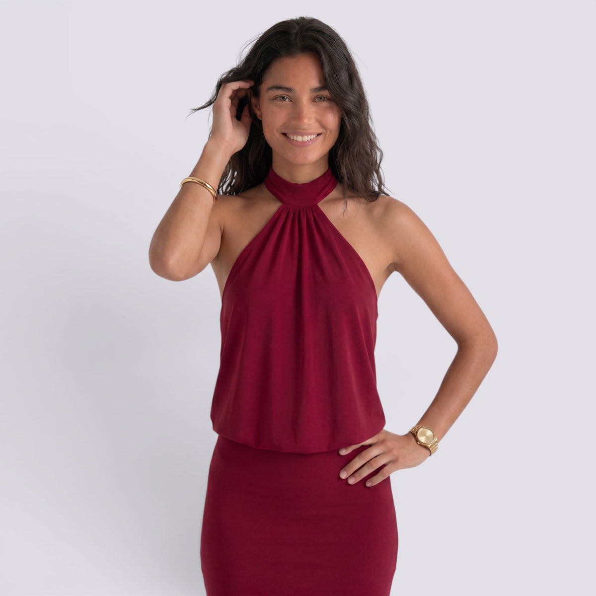Abito Corto Donna Halter con Schiena Aperta