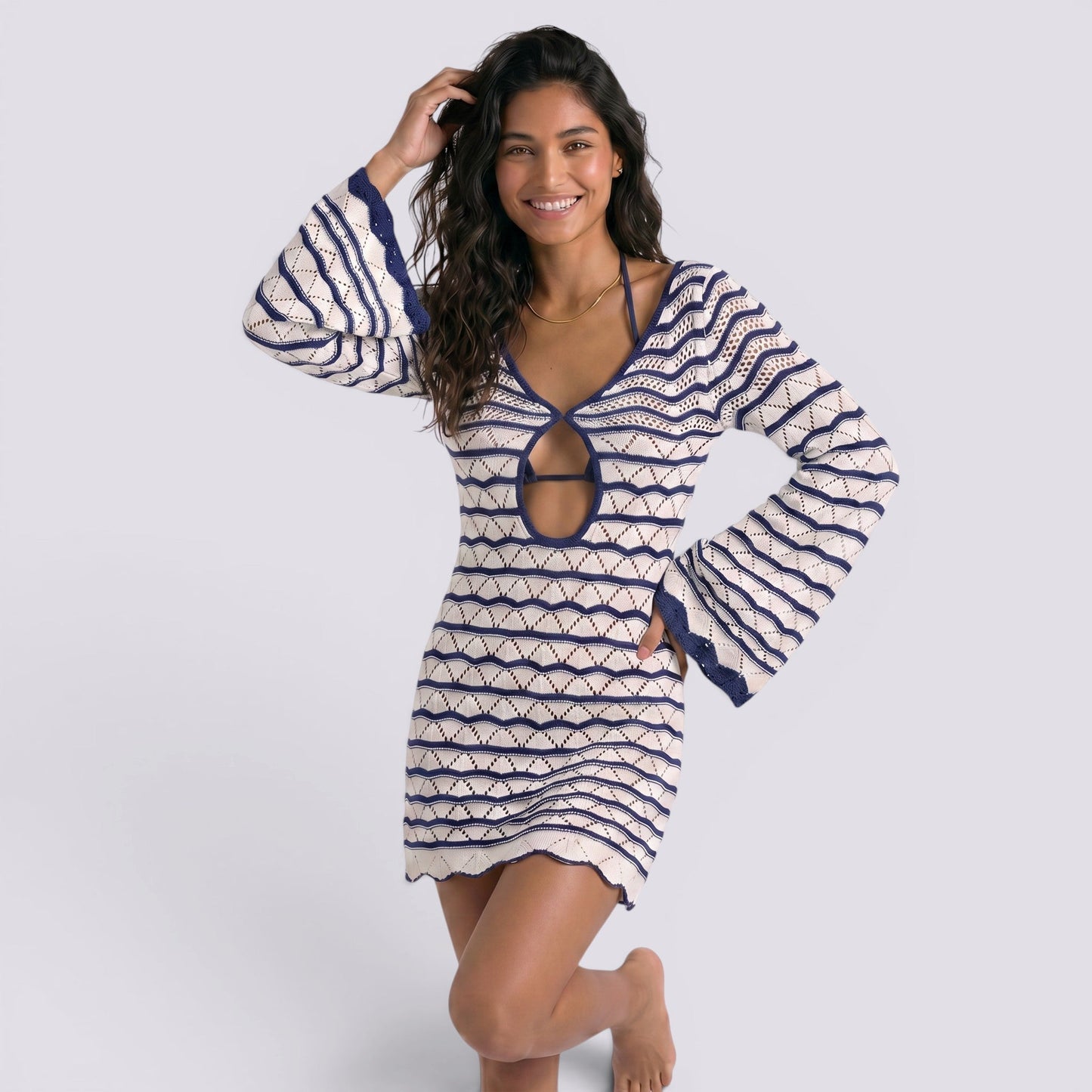 Abito Corto Donna da Spiaggia a Righe