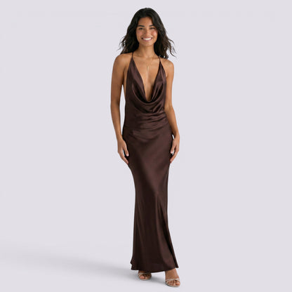 Abito Donna Halter in Raso da Sera