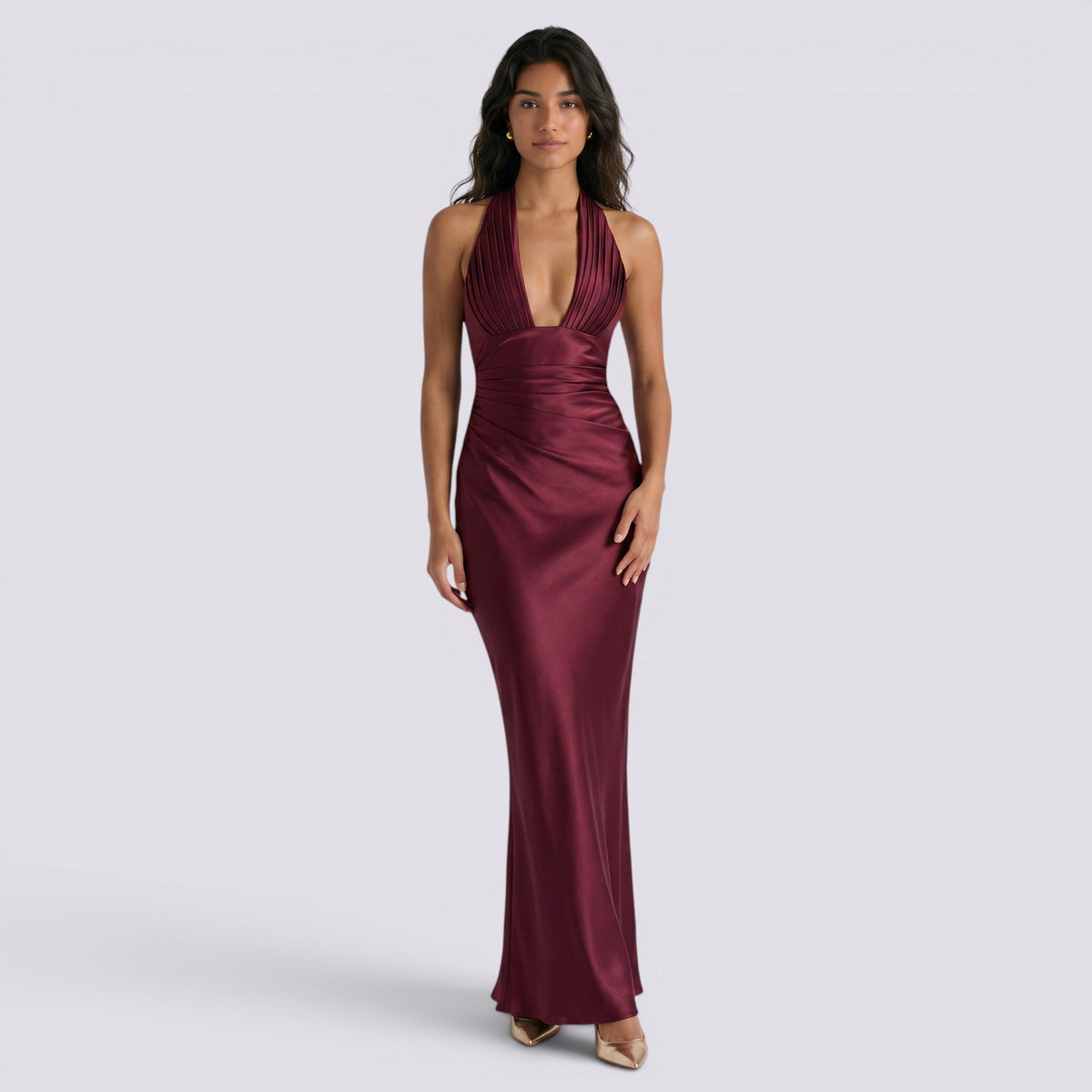 Abito Lungo Donna Halter Fluido