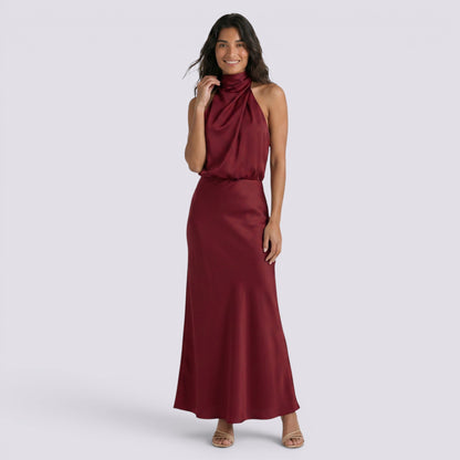 Abito Lungo Donna in Raso Fluido