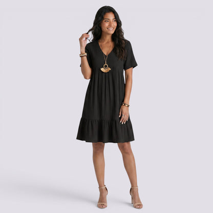 Abito Corto Donna Boho con Scollo a V