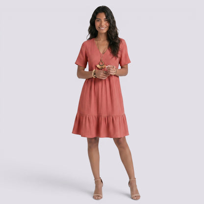 Abito Corto Donna Boho con Scollo a V
