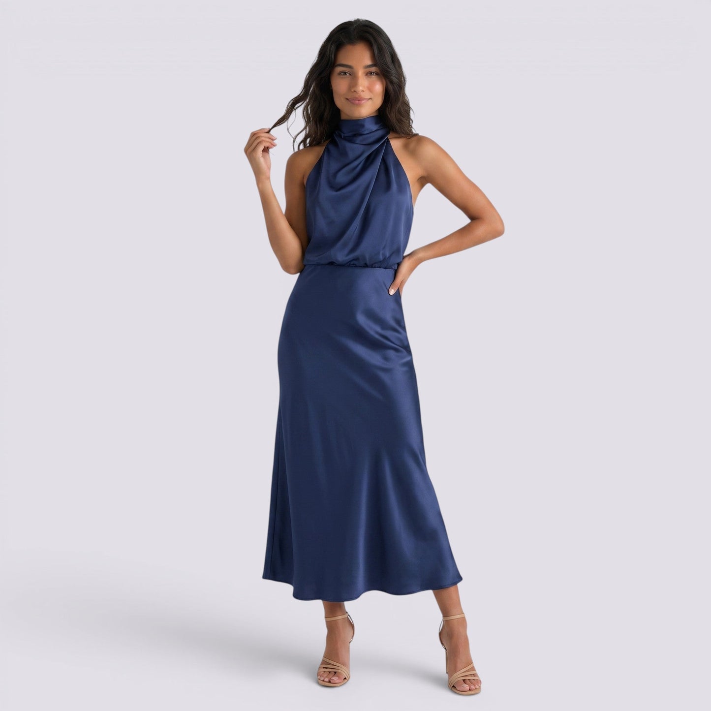 Abito Lungo Donna in Raso Fluido