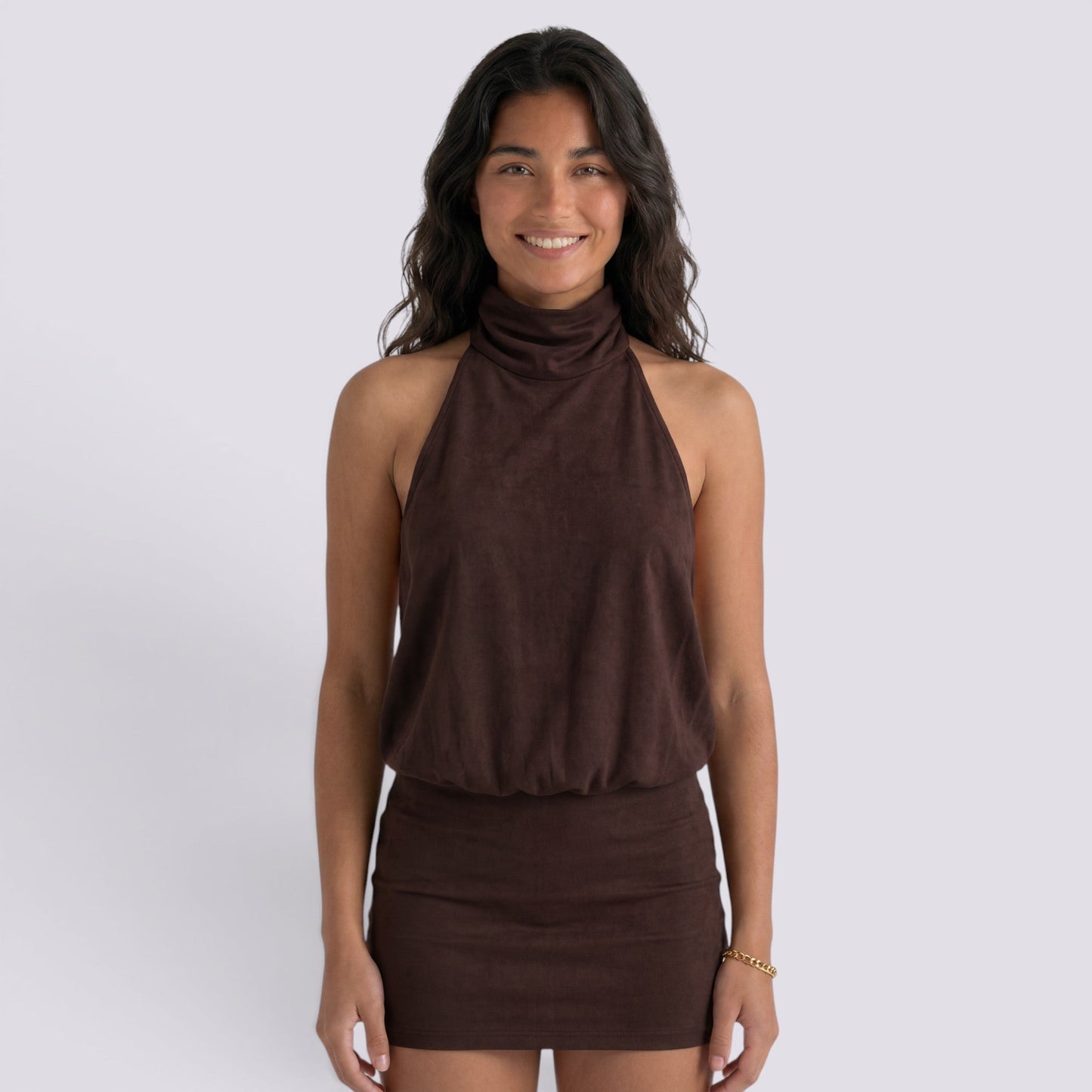 Abito Corto Donna Halter con Schiena Aperta
