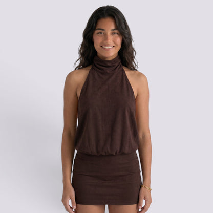 Abito Corto Donna Halter con Schiena Aperta