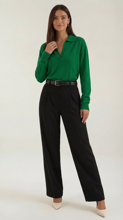 Maglione Donna Polo con Scollo a V