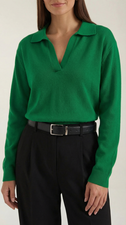 Maglione Donna Polo con Scollo a V