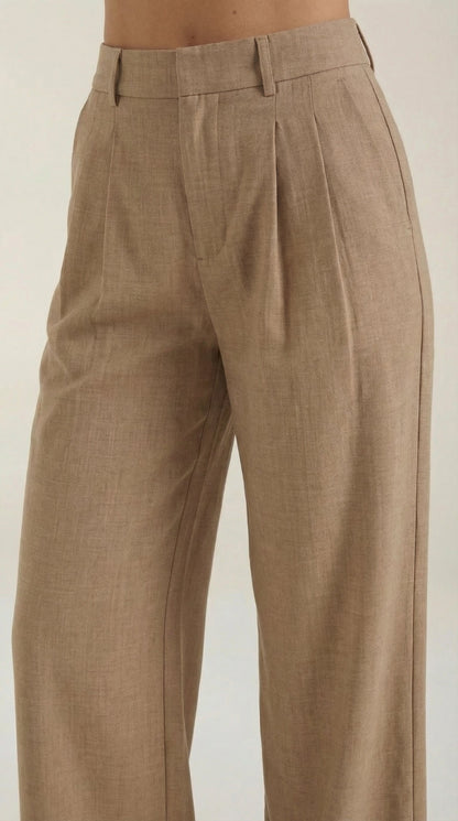 Pantaloni Donna Plissettati a Vita Alta
