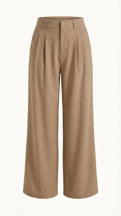 Pantaloni Donna Plissettati a Vita Alta
