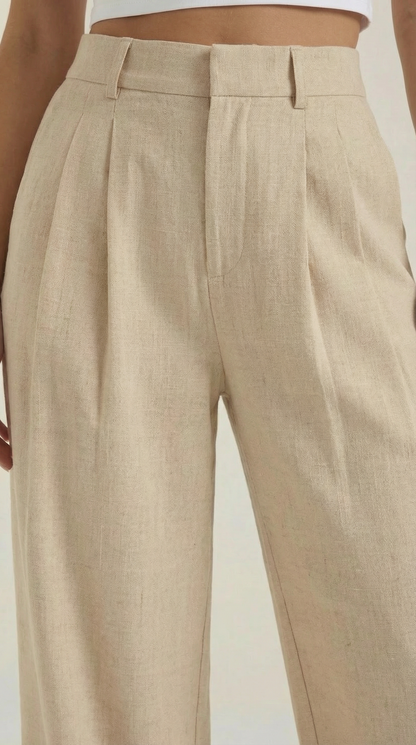 Pantaloni Donna Plissettati a Vita Alta