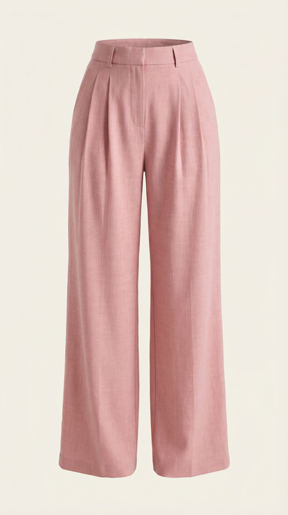 Pantaloni Donna Plissettati a Vita Alta