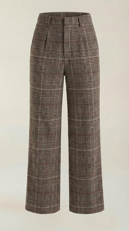 Pantaloni Donna a Quadri a Gamba Larga