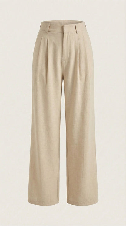 Pantaloni Donna Plissettati a Vita Alta