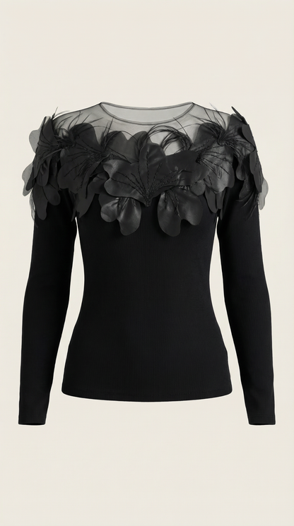 Maglione Donna con Colletto di Piume