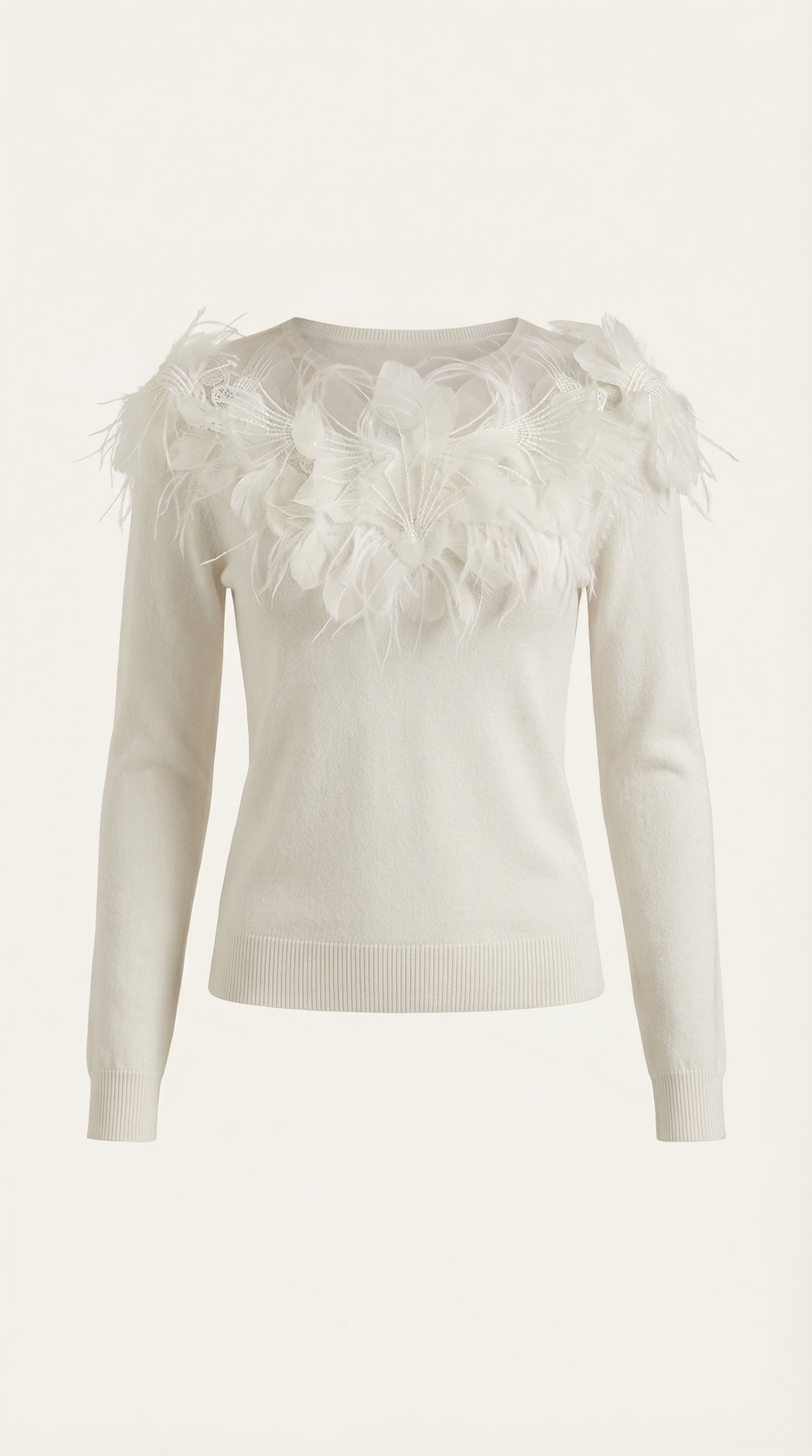 Maglione Donna con Colletto di Piume