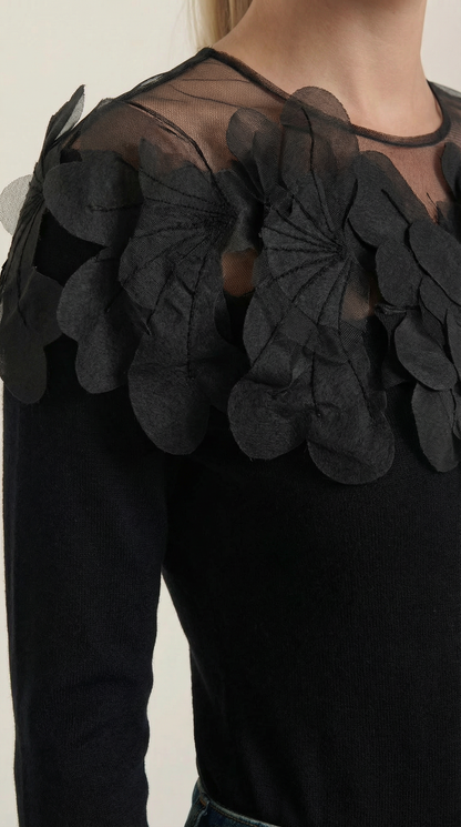 Maglione Donna con Colletto di Piume