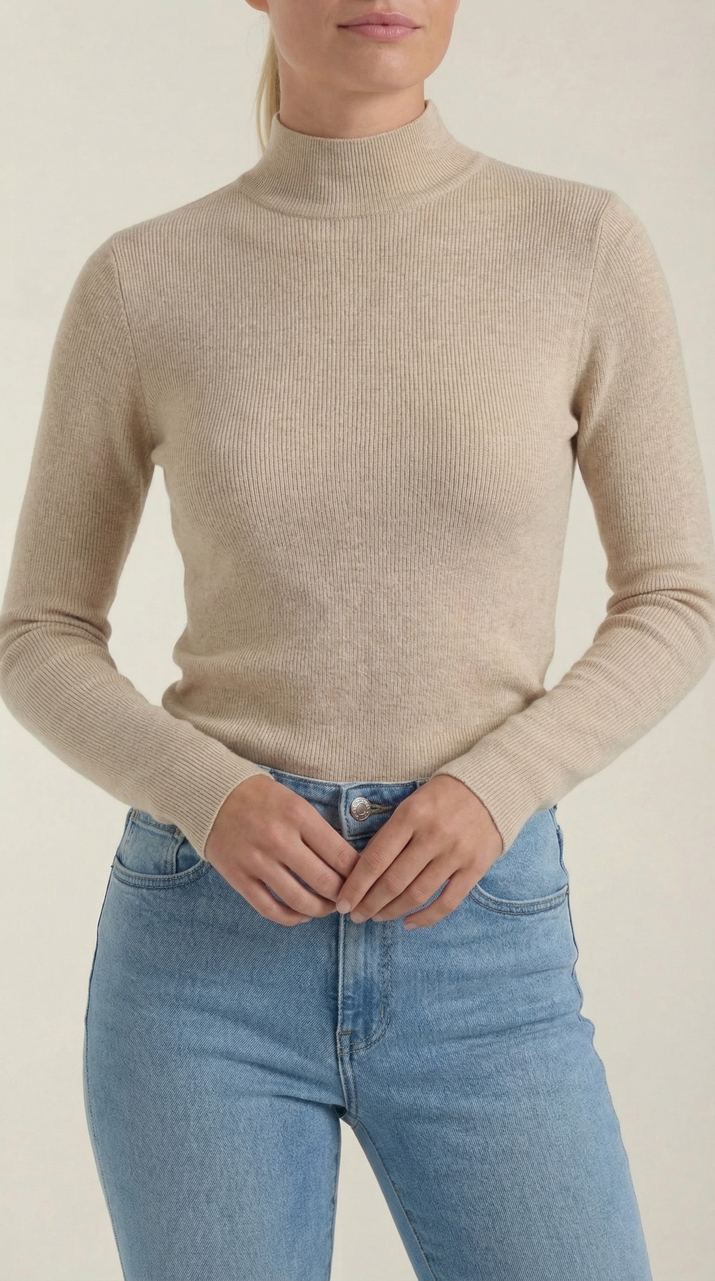 Maglia Donna a Collo Alto in Misto Cotone