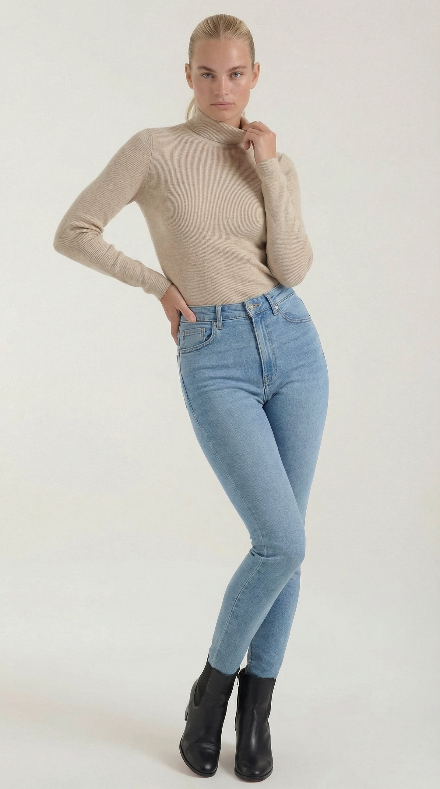 Maglia Donna a Collo Alto in Misto Cotone