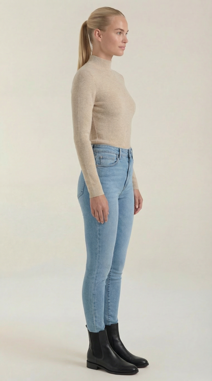 Maglia Donna a Collo Alto in Misto Cotone