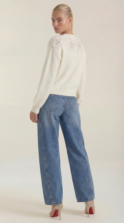 Maglione Donna con Perle e Strass