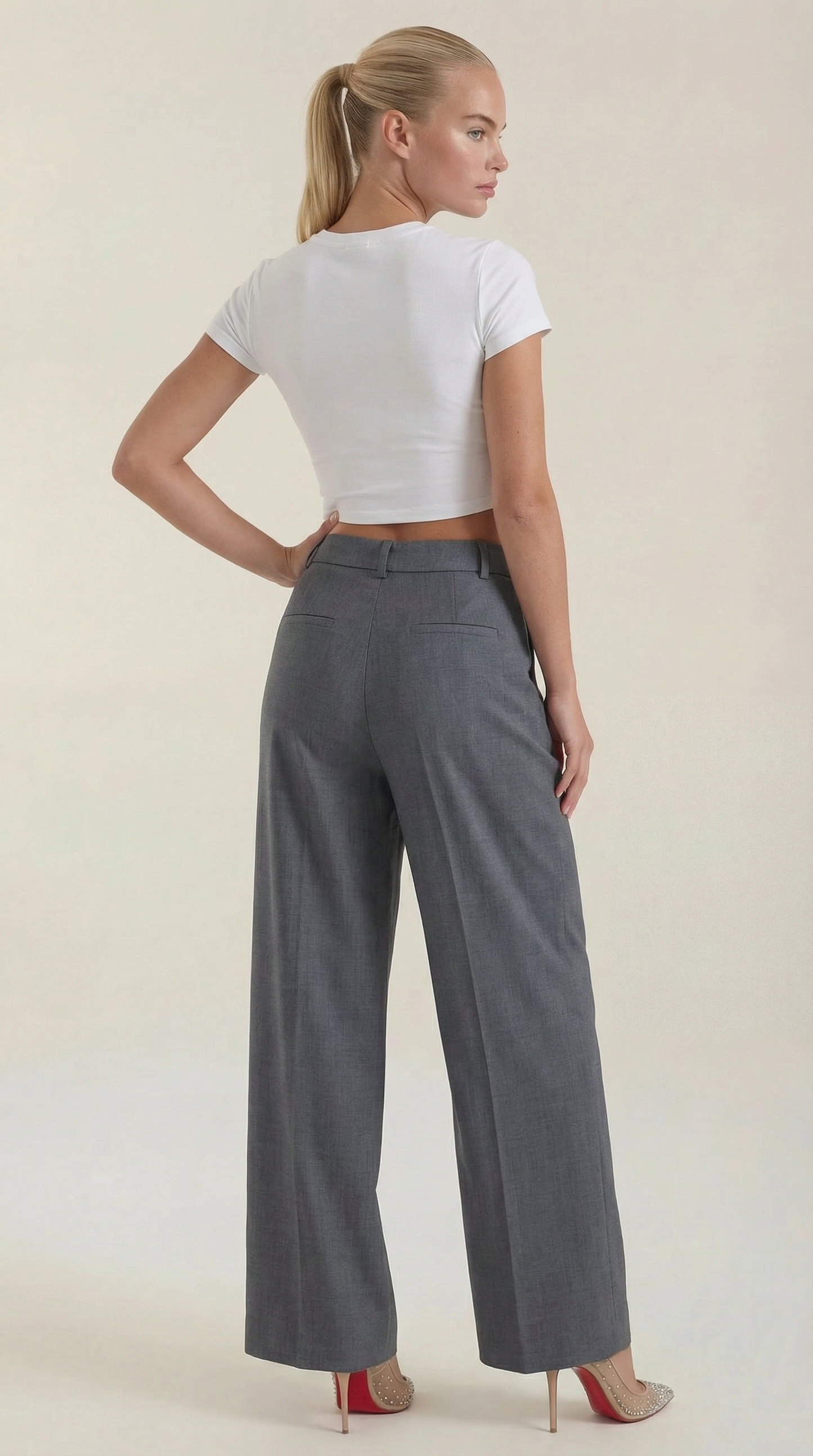 Pantaloni Donna Plissettati a Vita Alta