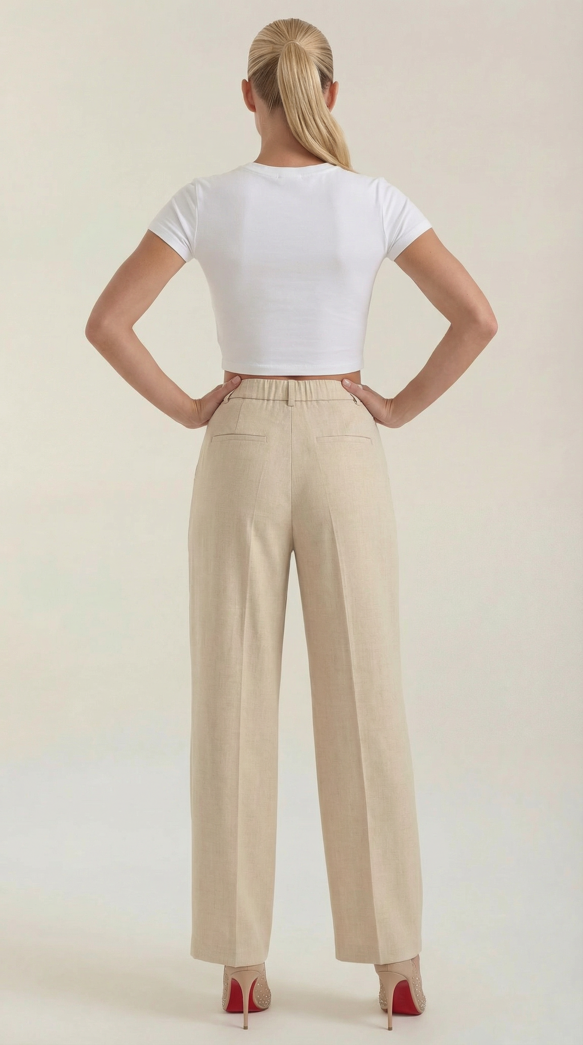 Pantaloni Donna Plissettati a Vita Alta