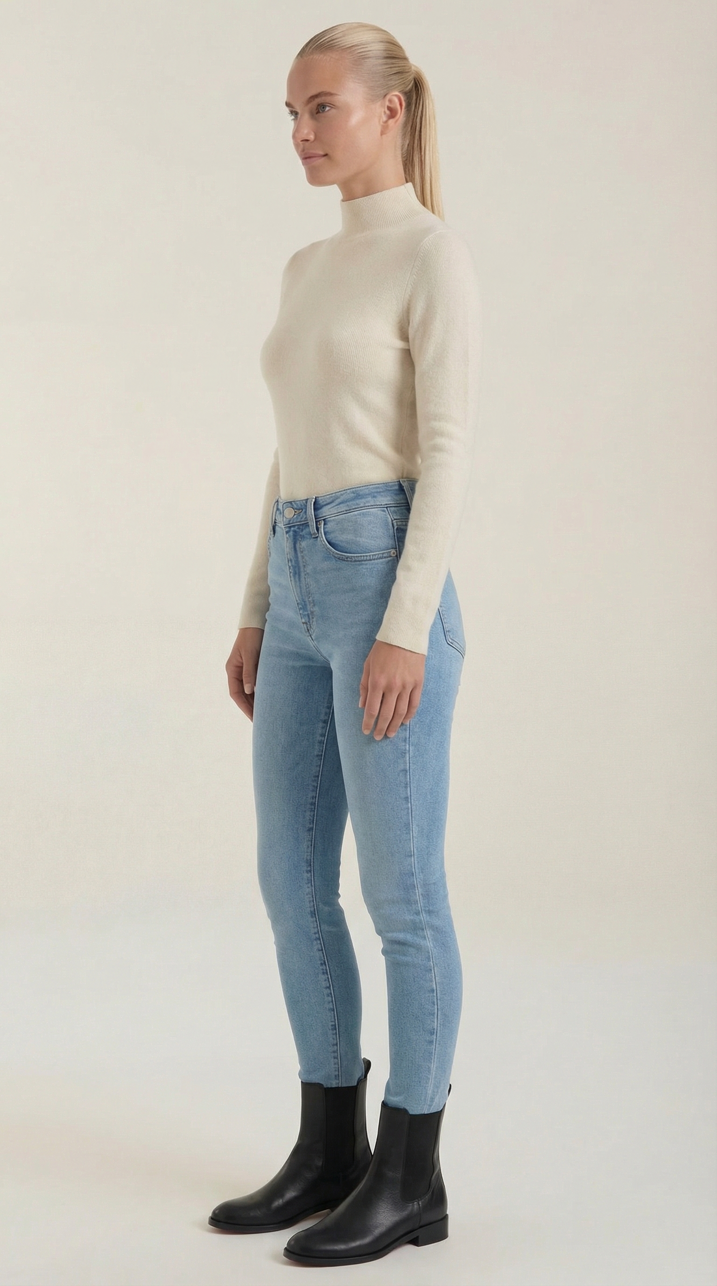 Maglia Donna a Collo Alto in Misto Cotone