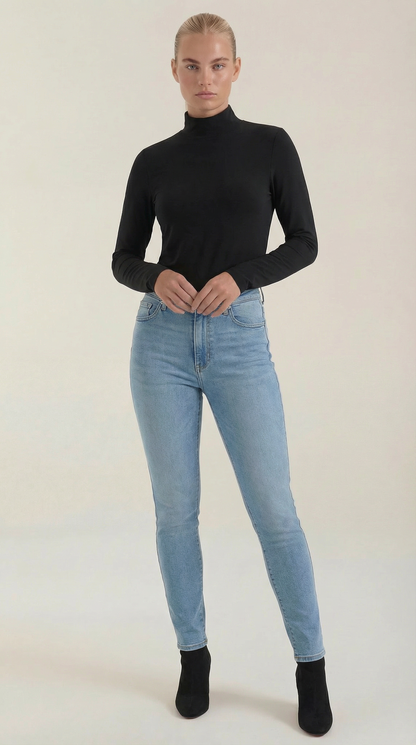 Maglia Donna a Collo Alto in Misto Cotone