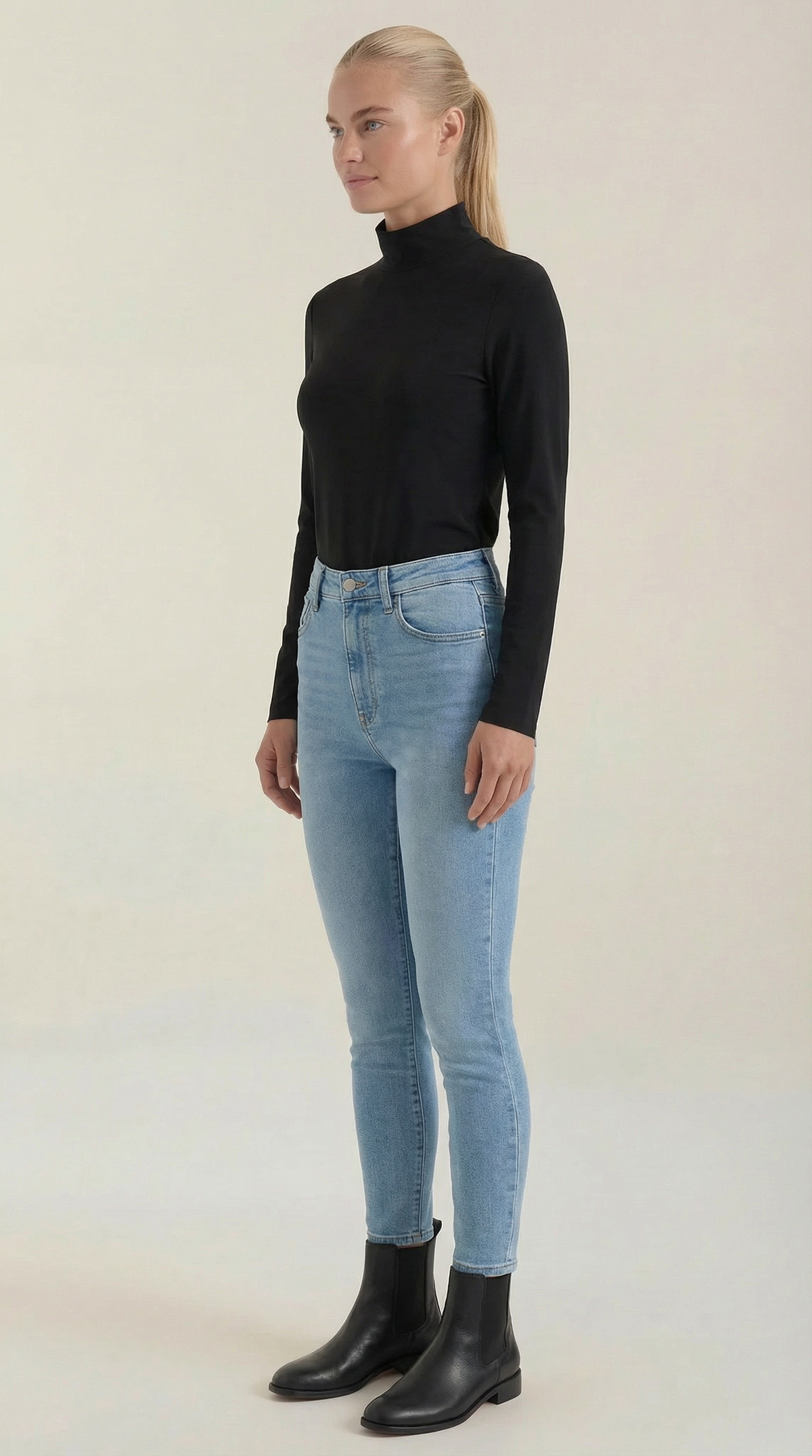 Maglia Donna a Collo Alto in Misto Cotone