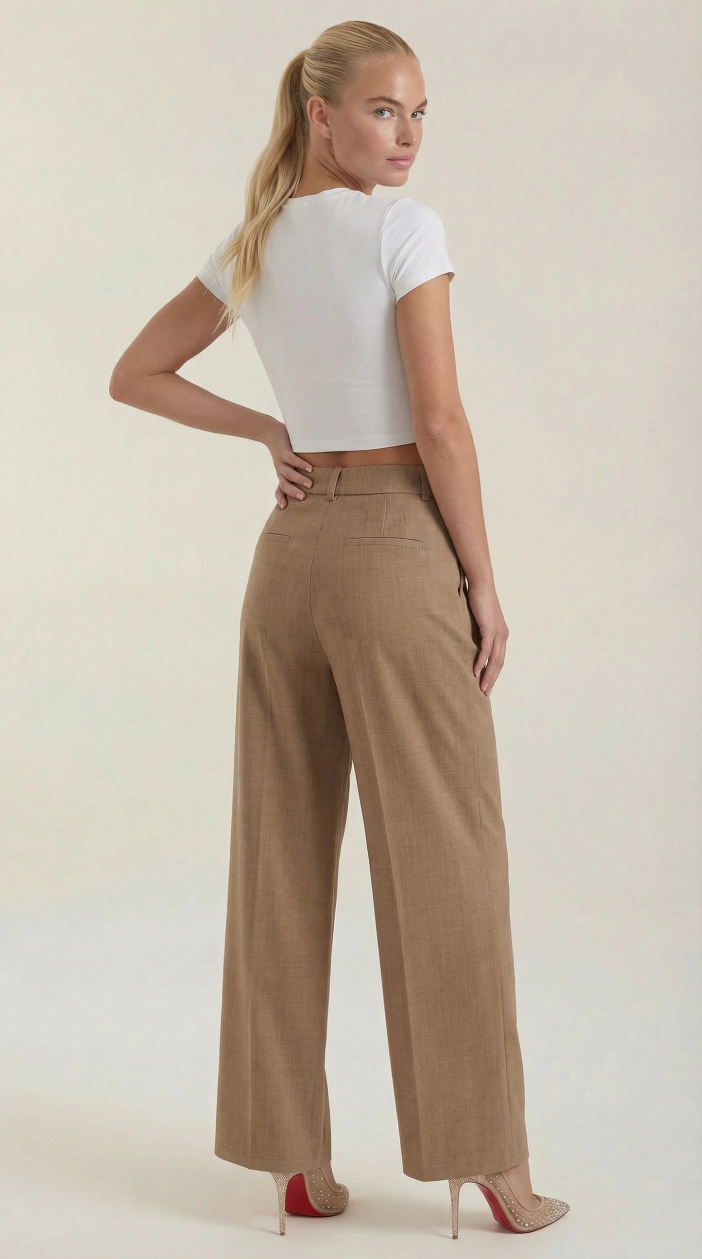 Pantaloni Donna Plissettati a Vita Alta