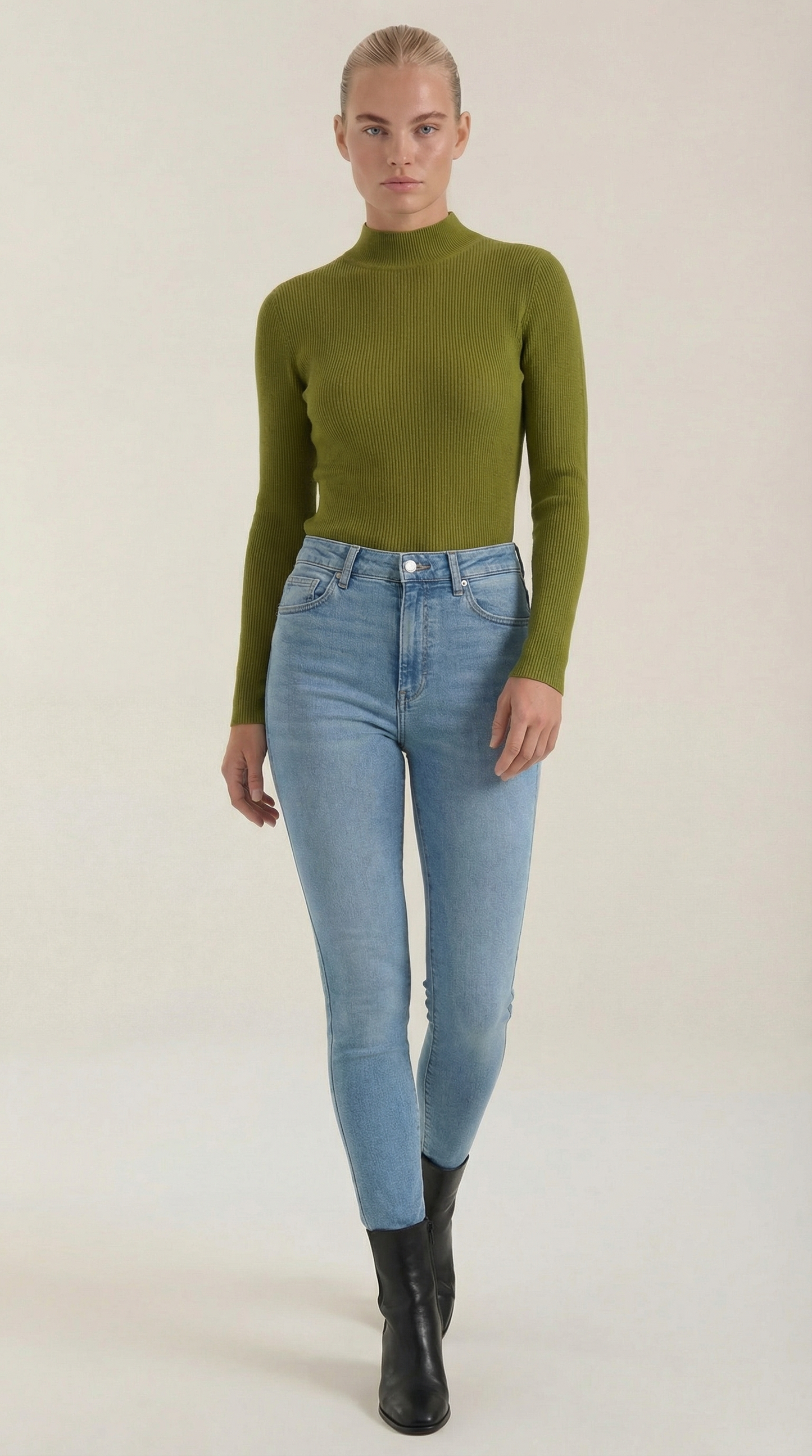 Maglia Donna a Collo Alto in Misto Cotone