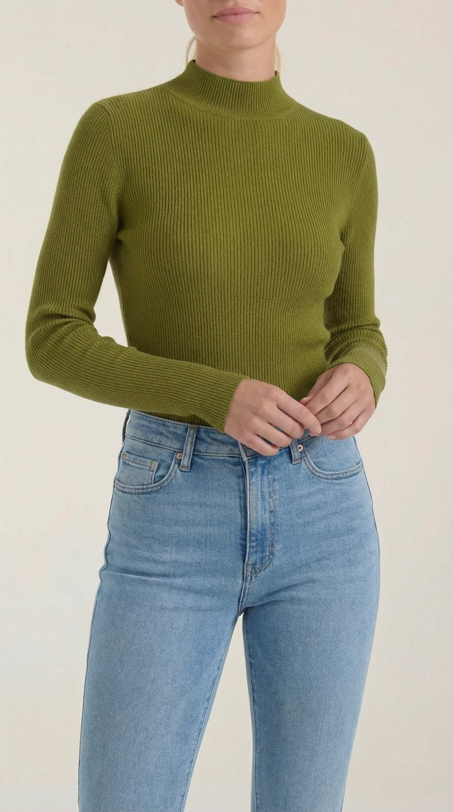 Maglia Donna a Collo Alto in Misto Cotone