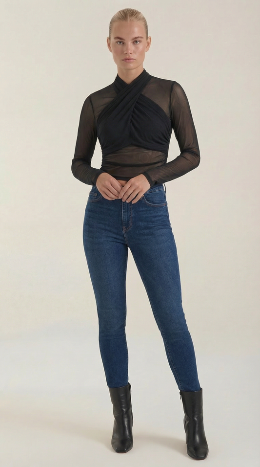 Top Donna in Rete con Fronte Incrociato