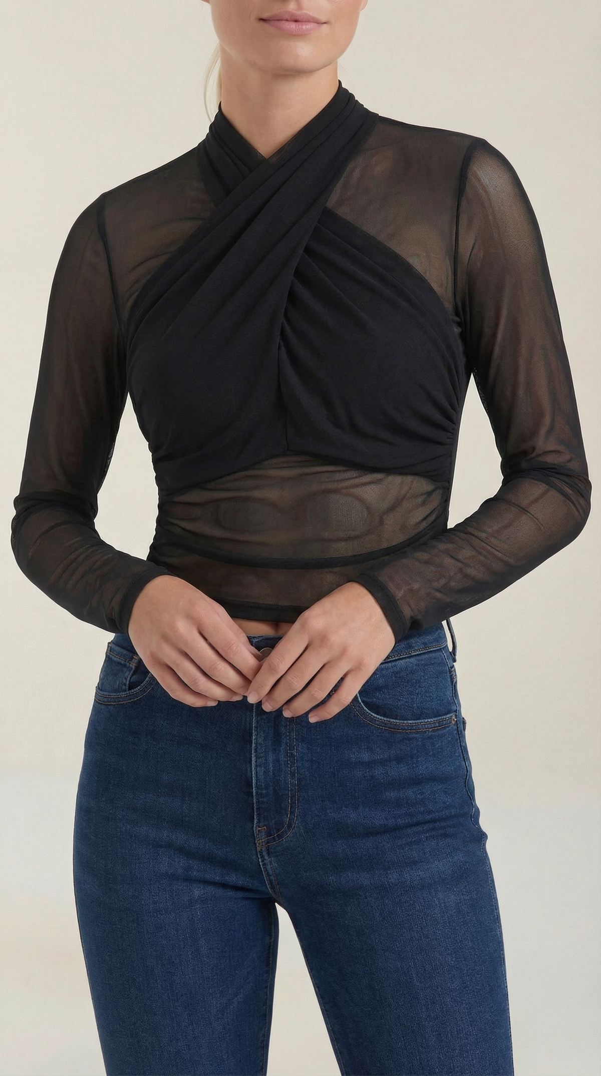 Top Donna in Rete con Fronte Incrociato