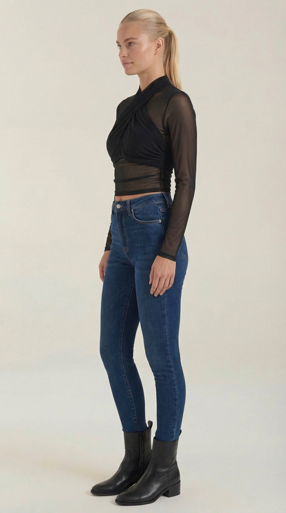 Top Donna in Rete con Fronte Incrociato