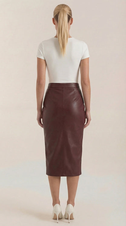 Gonna Midi Donna Drappeggiata con Spacco Frontale