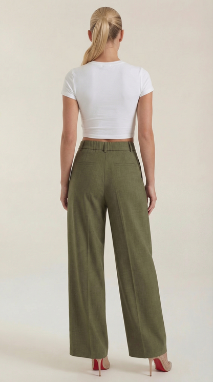 Pantaloni Donna Plissettati a Vita Alta