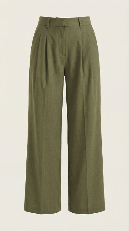 Pantaloni Donna Plissettati a Vita Alta