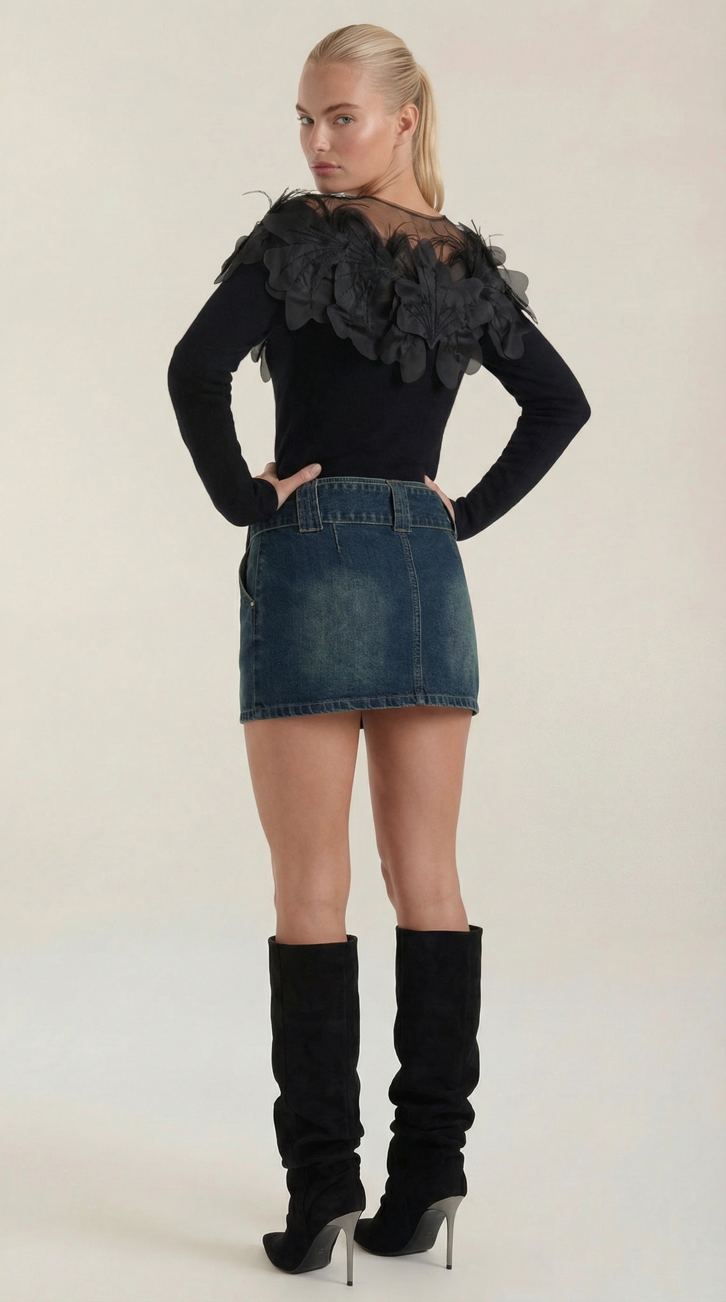Maglione Donna con Colletto di Piume