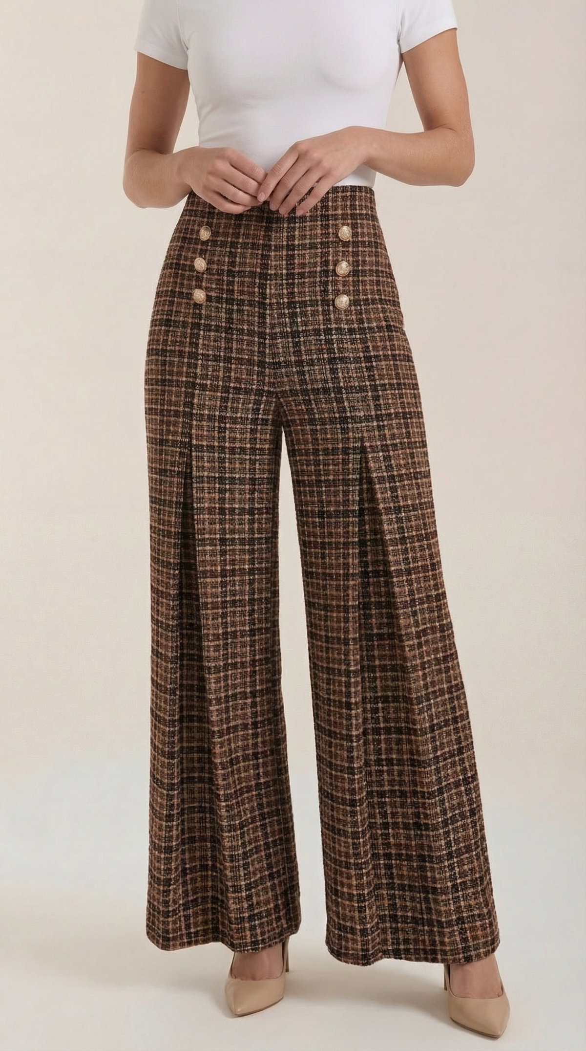 Pantaloni a Palazzo Donna a Quadri