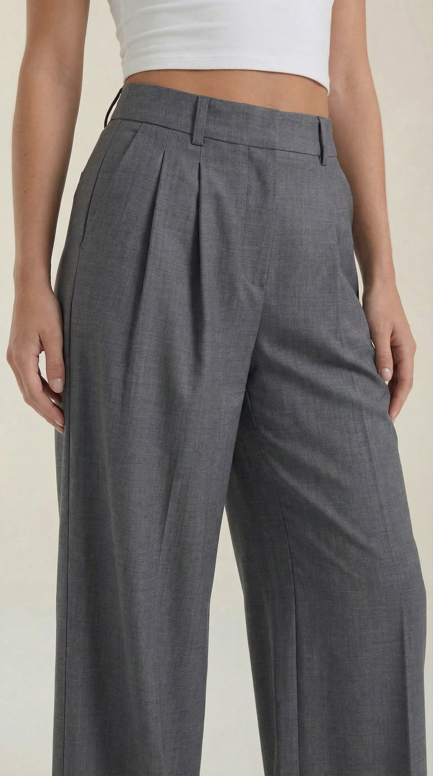 Pantaloni Donna Plissettati a Vita Alta