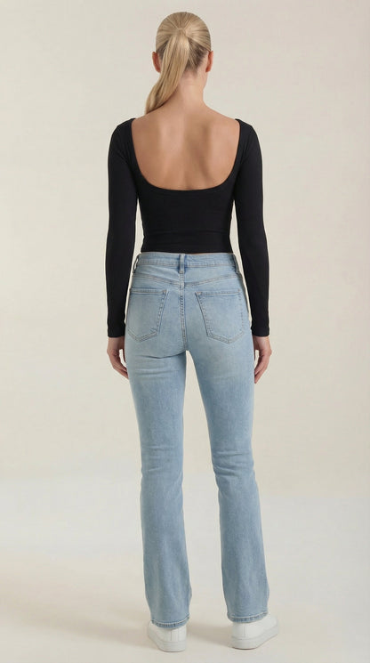 Top Donna a Maniche Lunghe con Scollo Rotondo